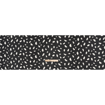 Viscose Georgette Print - Black and Dove White Painterly Brush Strokes - Designer Deadstock