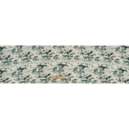 Sustainable Viscose Crepe Print - Green and Cream Tigers in Nature Illustration - Designer Deadstock