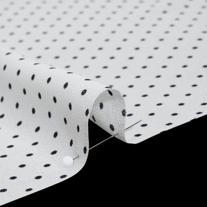 Viscose Georgette Print - Vanilla White and Black Swiss Dots - Designer Deadstock