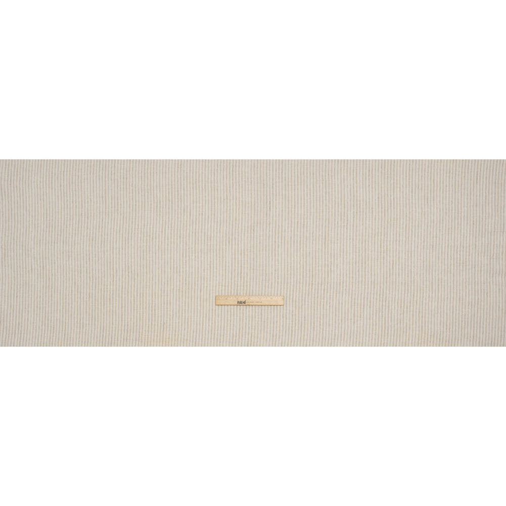 Lightweight Linen Woven - Natural and Beige Candy Stripes - Famous Australian Designer Deadstock