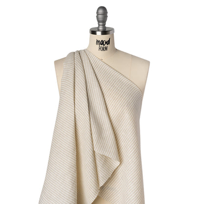 Lightweight Linen Woven - Natural and Beige Candy Stripes - Famous Australian Designer Deadstock