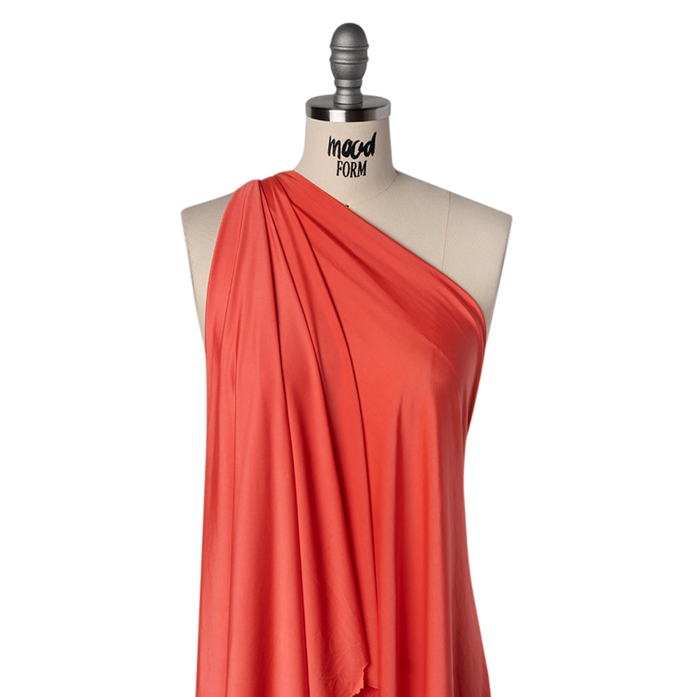Stretch Polyester Jersey - Coral - Famous Australian Designer Deadstock