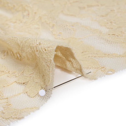 Stretch Corded Lace - Parchment Floral - Famous Australian Designer Deadstock