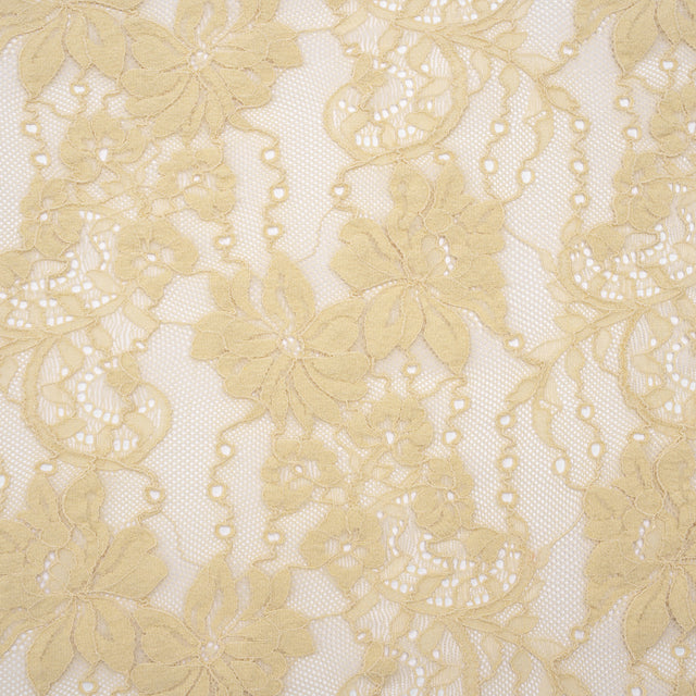 Stretch Corded Lace - Parchment Floral - Famous Australian Designer Deadstock
