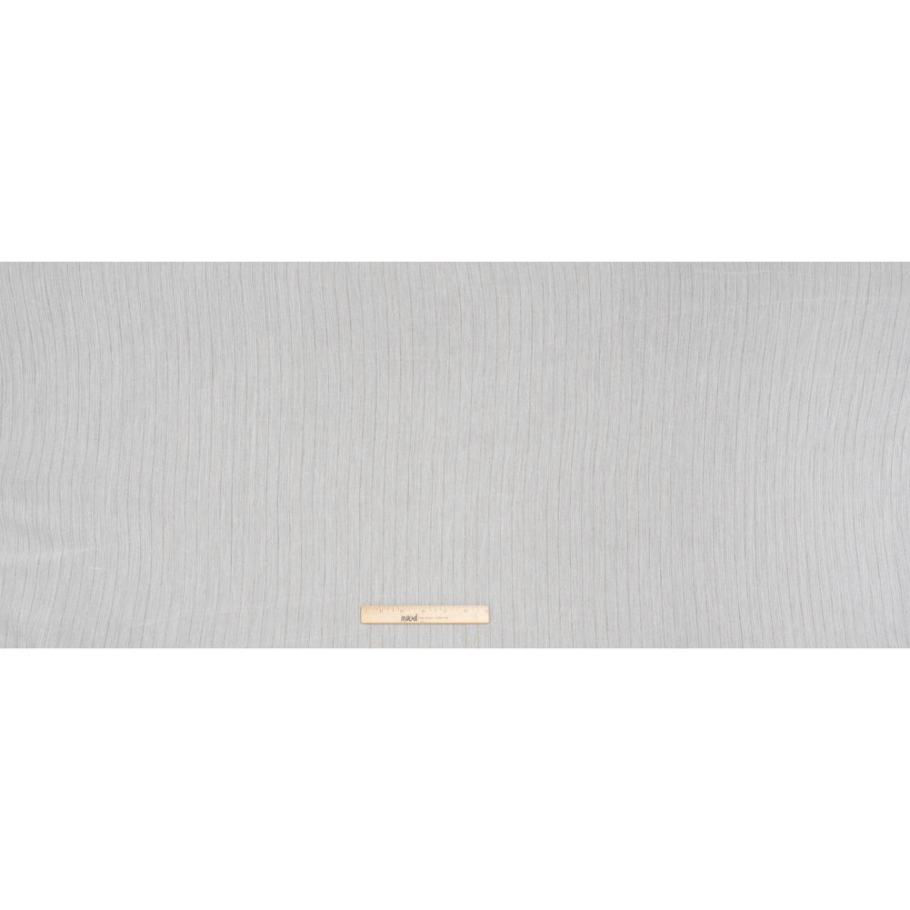 Crinkled Cotton Gauzy Woven with Metallic Pinstripes - White and Gold - Famous Australian Famous Australian Designer Deadstock