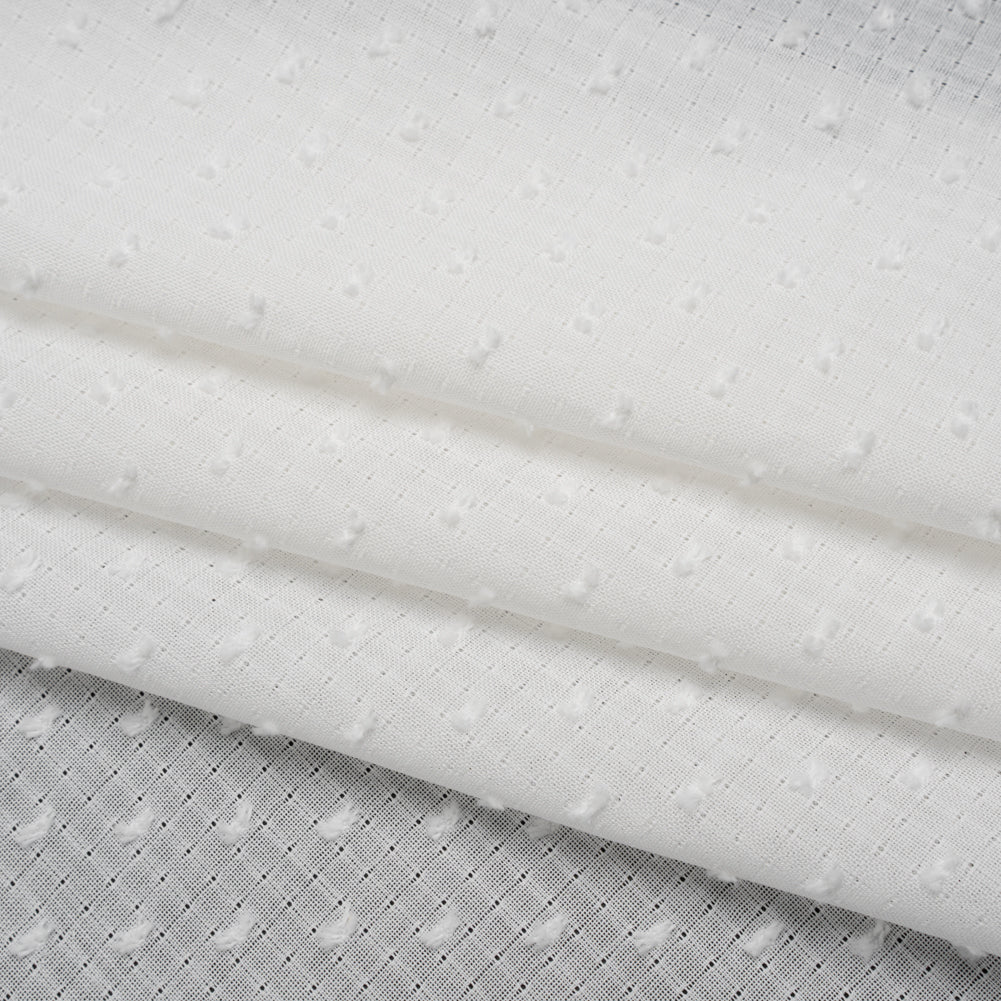 Swiss Dot Gridded Cotton Voile - White - Famous Australian Designer Deadstock