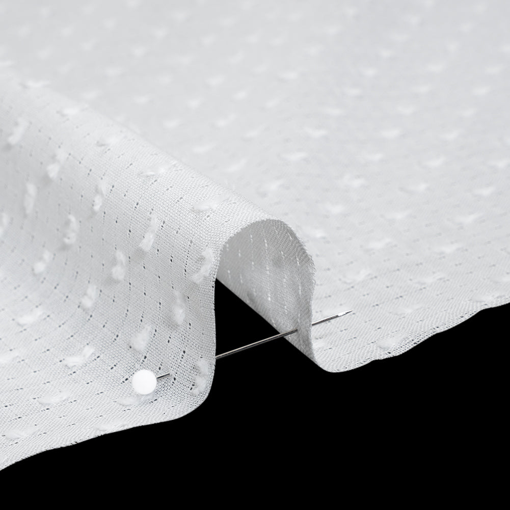 Swiss Dot Gridded Cotton Voile - White - Famous Australian Designer Deadstock