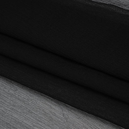 Crinkled Silk Georgette - Black - Famous Australian Designer Deadstock