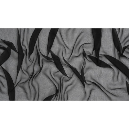 Crinkled Silk Georgette - Black - Famous Australian Designer Deadstock