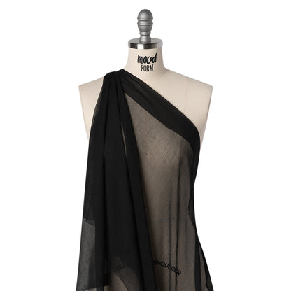 Crinkled Silk Georgette - Black - Famous Australian Designer Deadstock