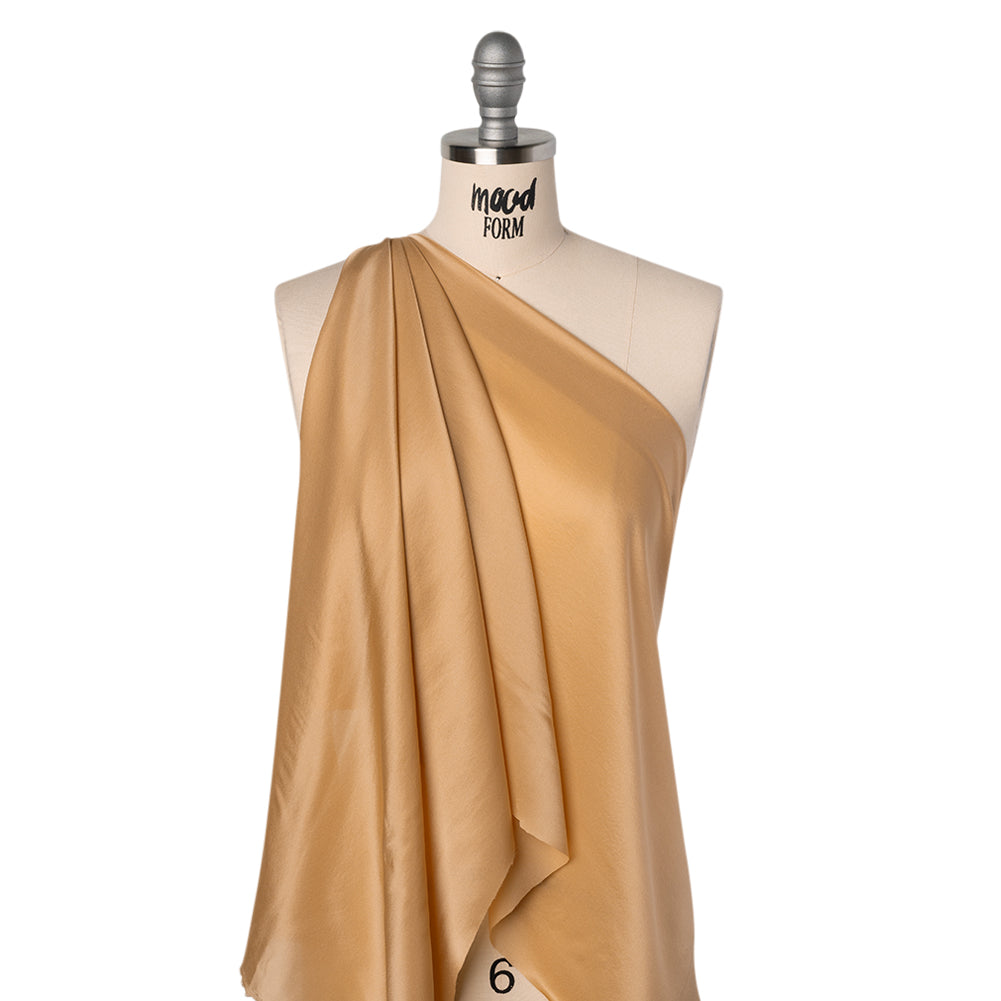 Satin Faced Silk Chiffon - Toffee - Famous Australian Designer Deadstock
