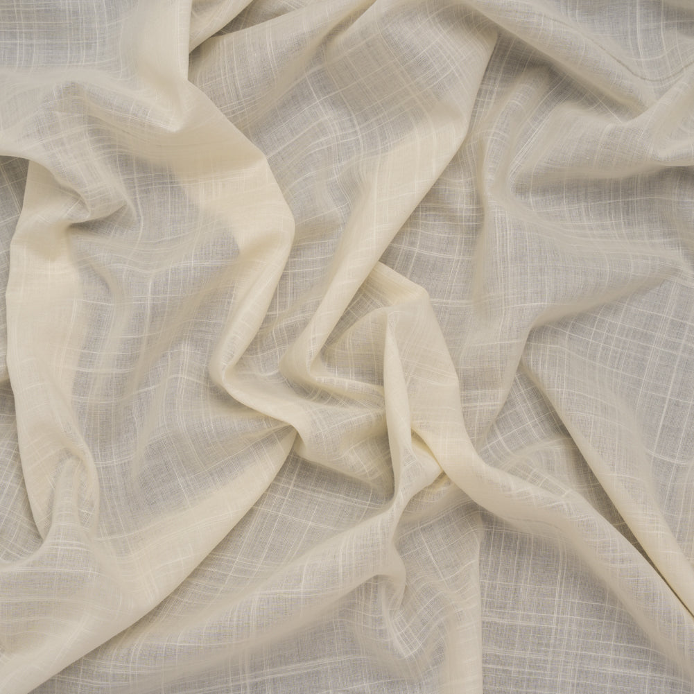 Textured Cotton Voile - Cream - Famous Australian Designer Deadstock
