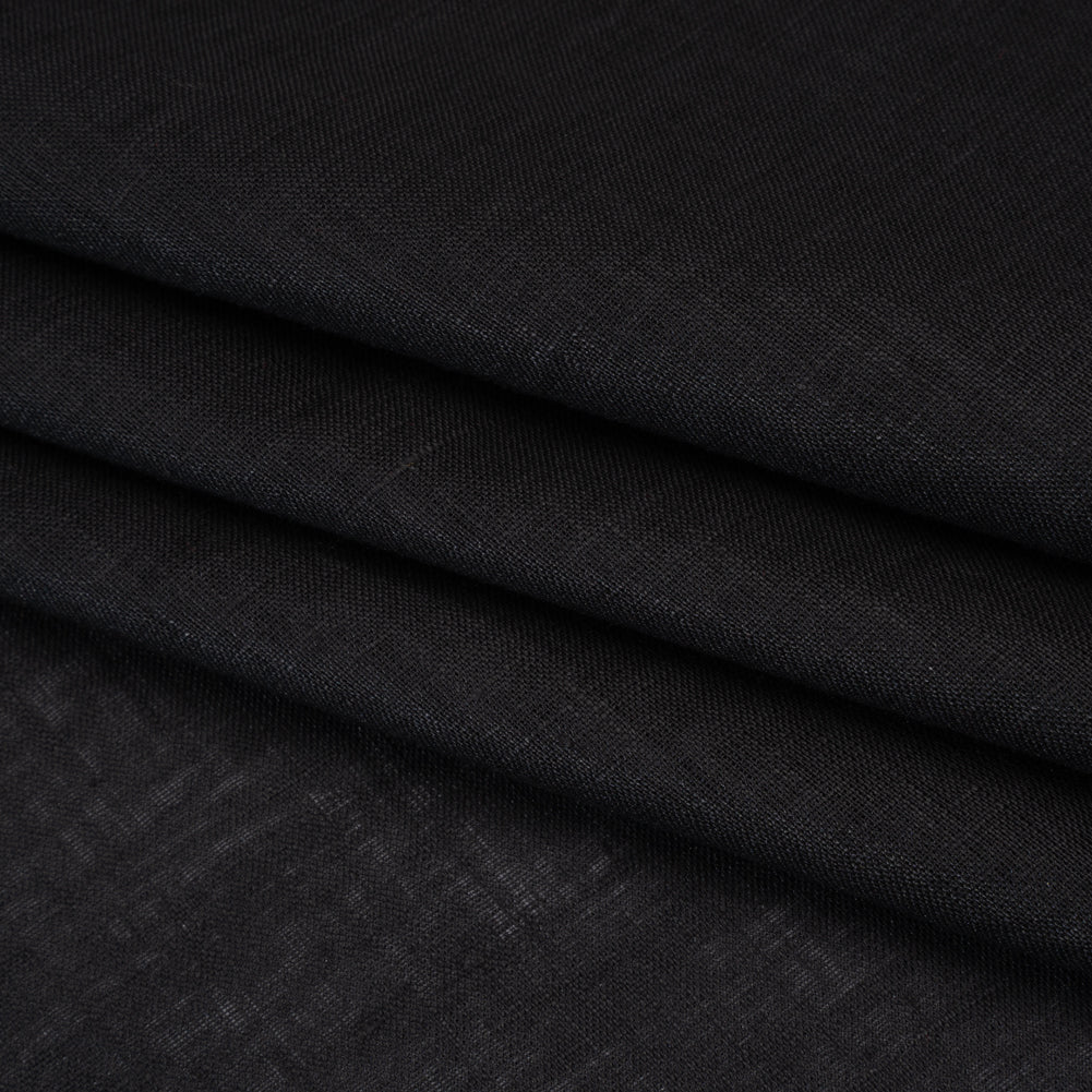 Plain Dyed Lightweight Linen Woven - Black - Famous Australian Designer Deadstock