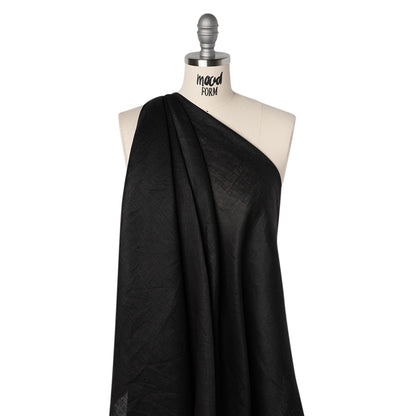 Plain Dyed Lightweight Linen Woven - Black - Famous Australian Designer Deadstock