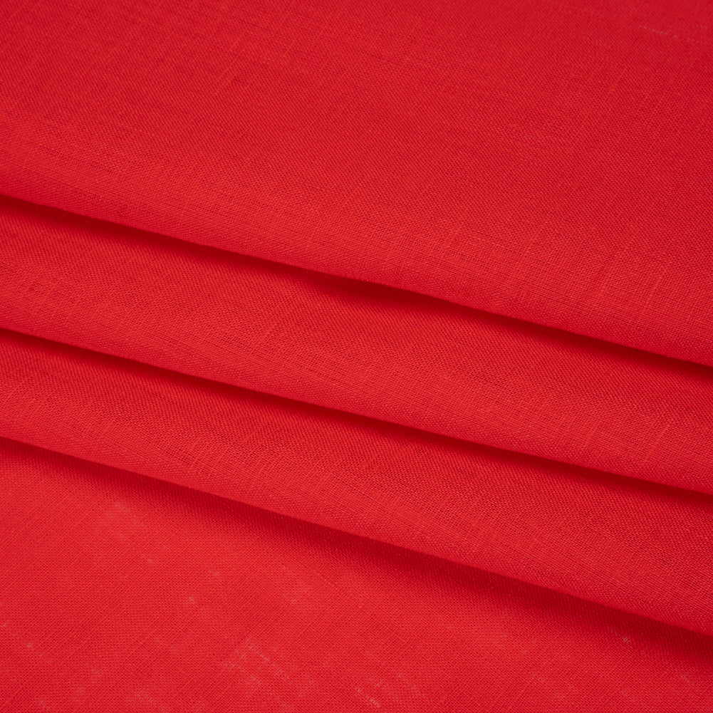 Plain Dyed Lightweight Linen Woven - Flaming Coral - Famous Australian Designer Deadstock