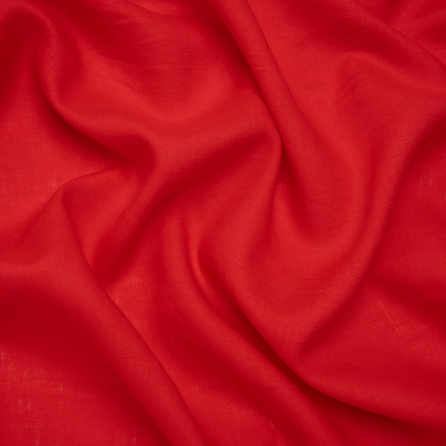 Plain Dyed Lightweight Linen Woven - Flaming Coral - Famous Australian Designer Deadstock