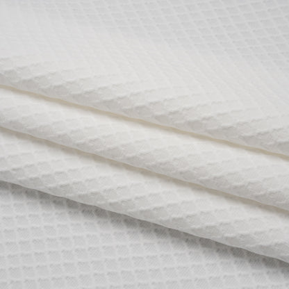 Stretch Cotton Jacquard - White Diamond Lattice - Famous Australian Designer Deadstock