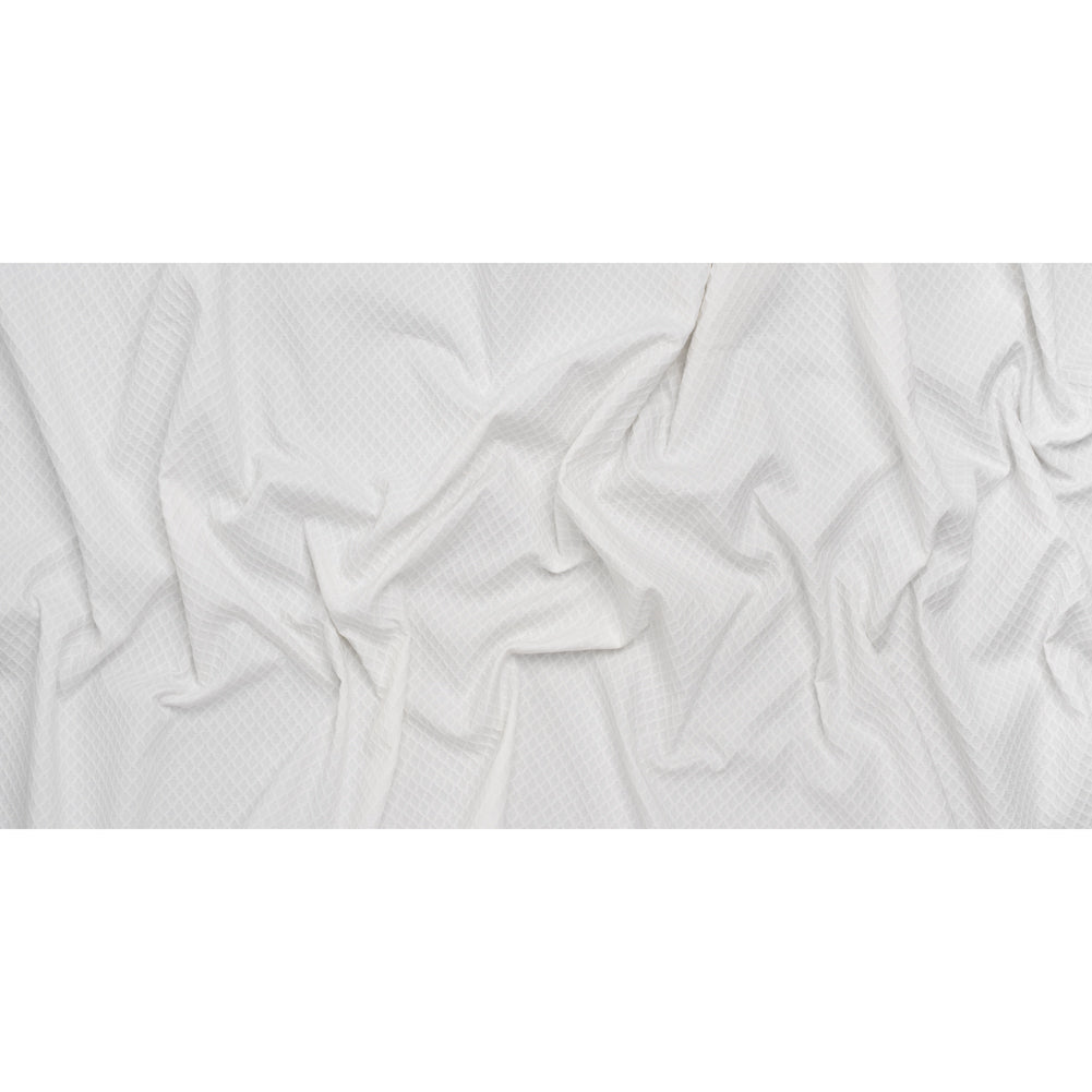 Stretch Cotton Jacquard - White Diamond Lattice - Famous Australian Designer Deadstock