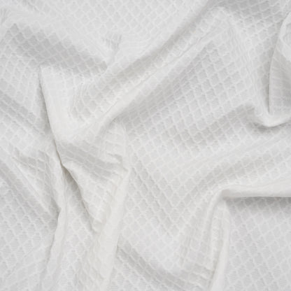 Stretch Cotton Jacquard - White Diamond Lattice - Famous Australian Designer Deadstock