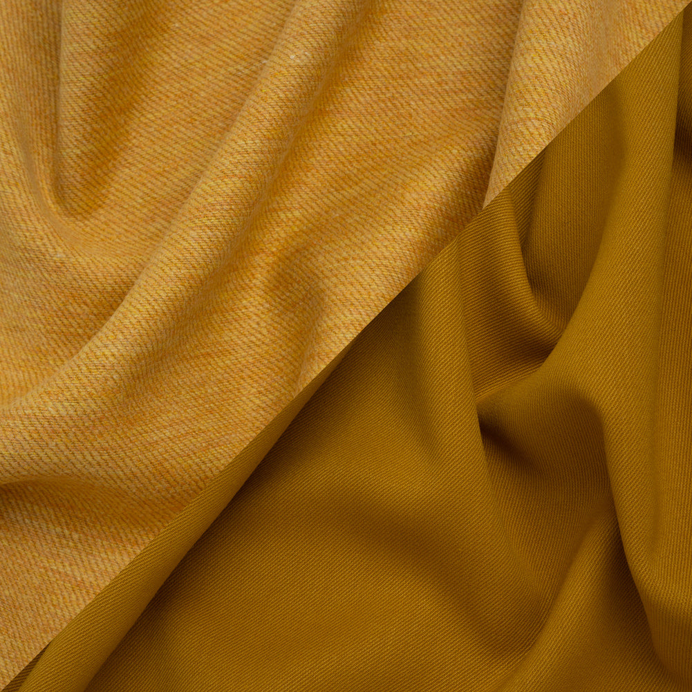 Stretch Blended Virgin Wool and Recycled Polyester Twill Coating - Yellow Ochre Tweed - Famous Australian Designer Deadstock
