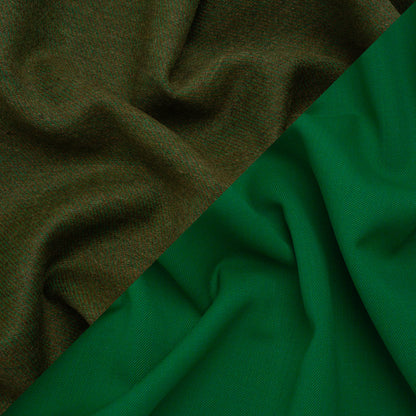 Stretch Blended Virgin Wool and Recycled Polyester Twill Coating - Green Tweed - Famous Australian Designer Deadstock