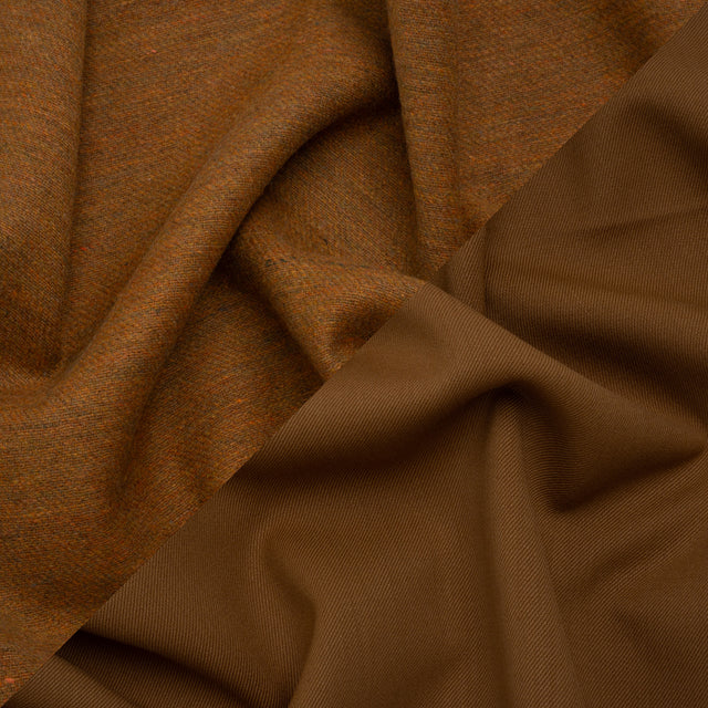 Stretch Blended Virgin Wool and Recycled Polyester Twill Coating - Caramel Brown Tweed - Famous Australian Designer Deadstock