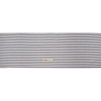 Cotton and Polyester Blend Textured Woven - Navy Blue and Ivory Stripes - Famous Australian Designer Deadstock