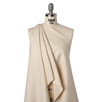 Stretch Cotton and Viscose Bottom-Weight Woven - Cream - Famous Australian Designer Deadstock