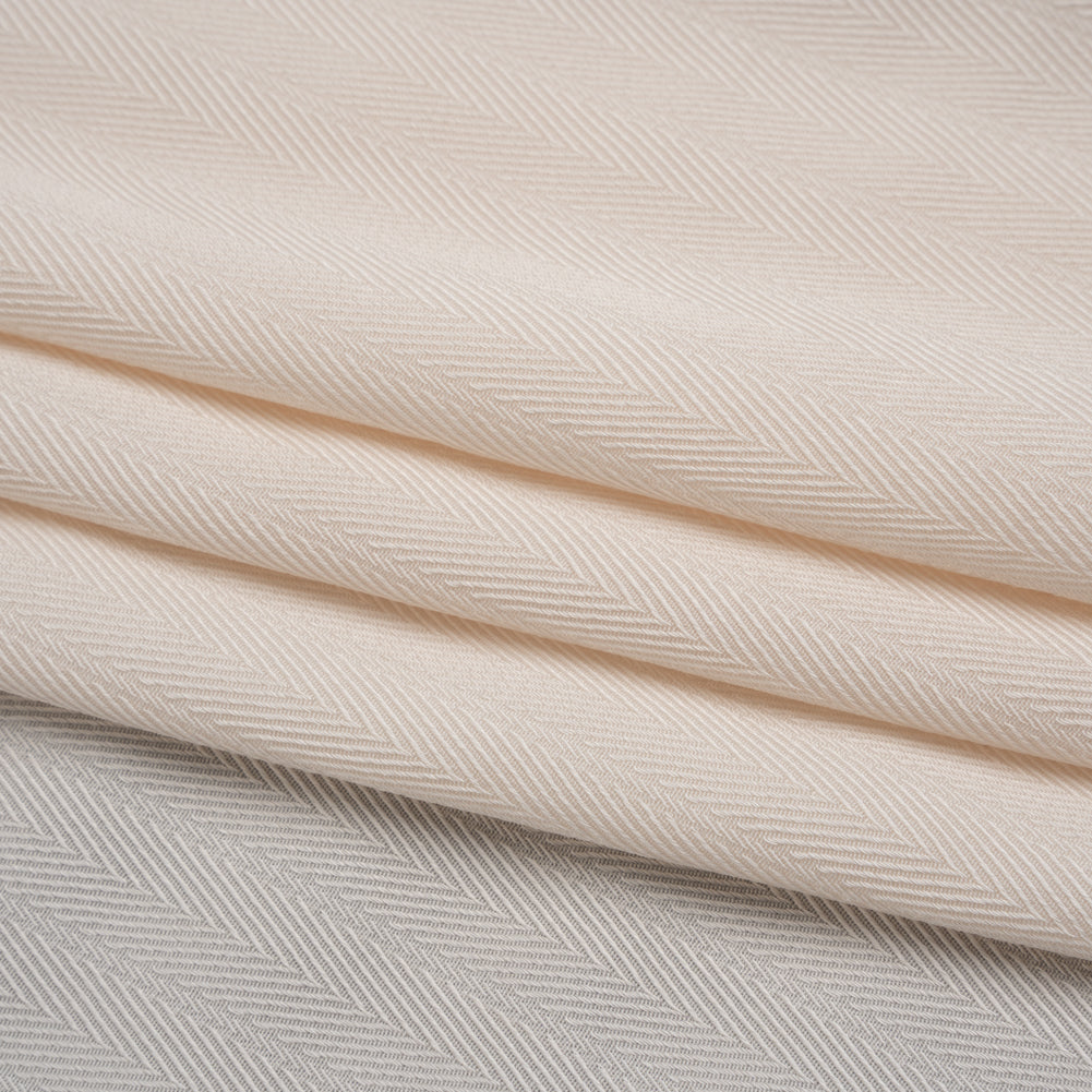Fluid Rayon Twill - Cream Herringbone Stripes - Famous Australian Designer Deadstock