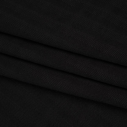 Fluid Rayon Twill - Black Herringbone Stripes - Famous Australian Designer Deadstock