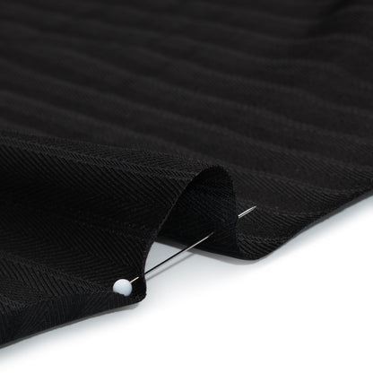 Fluid Rayon Twill - Black Herringbone Stripes - Famous Australian Designer Deadstock