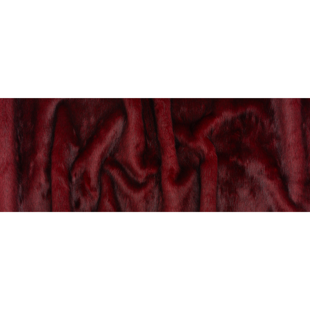 Plush Medium Pile Faux Fur - Dark Red - Famous Australian Designer Deadstock