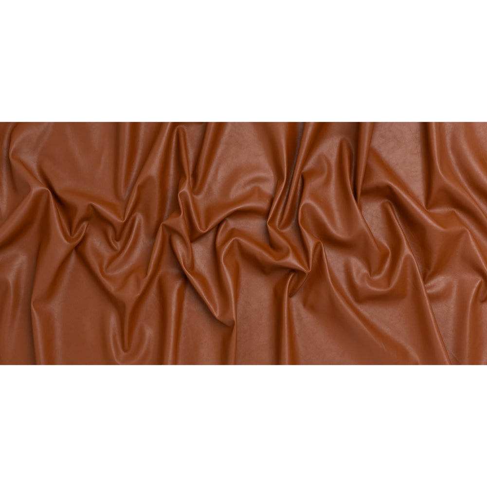 Stretch Faux Leather with Brushed Faux Suede Backing - Glazed Ginger Brown - Famous Australian Designer Deadstock