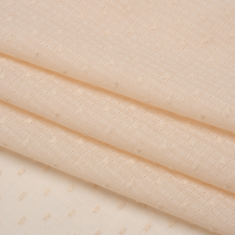 Swiss Dot Gridded Cotton Voile - Buff - Famous Australian Designer Deadstock