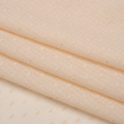 Swiss Dot Gridded Cotton Voile - Buff - Famous Australian Designer Deadstock