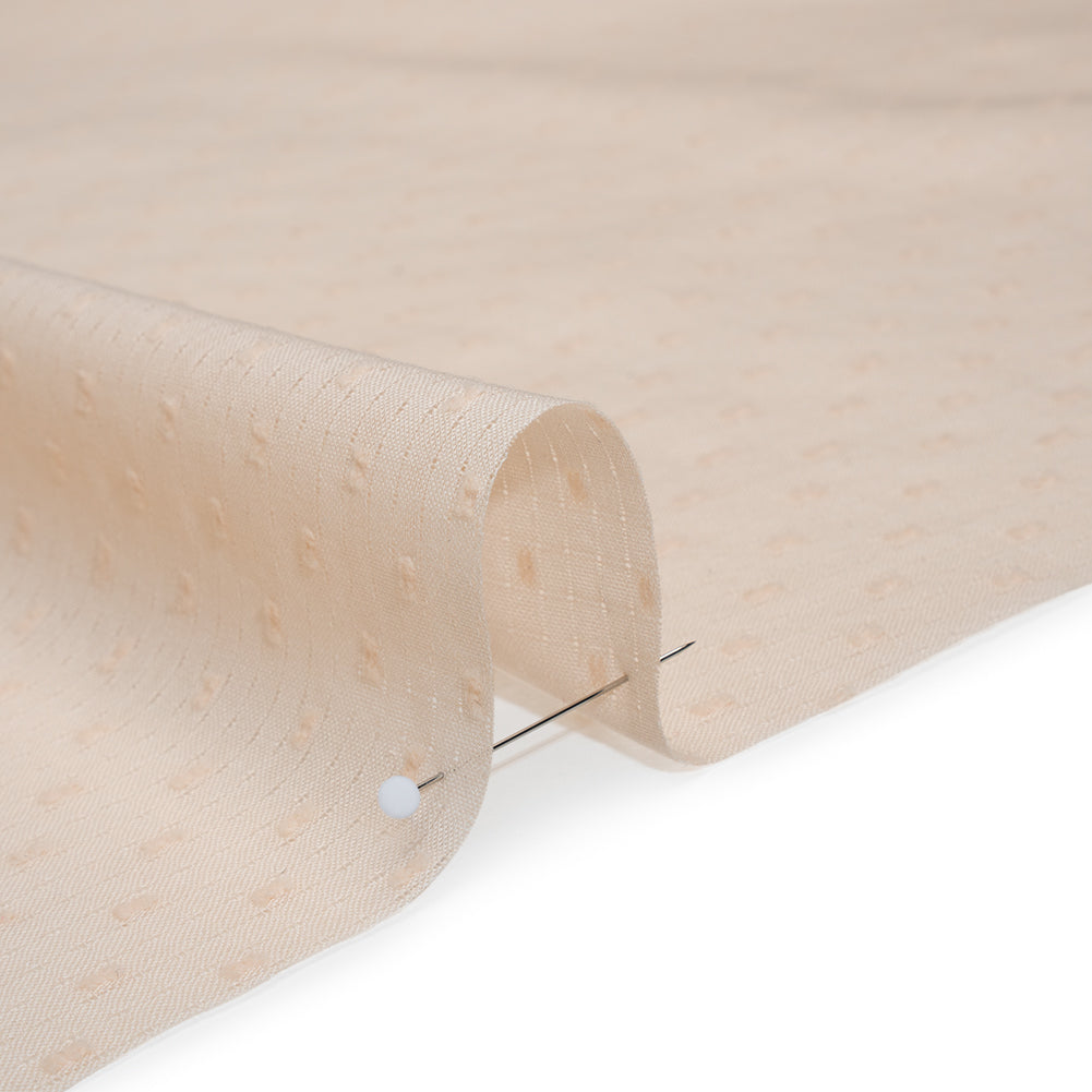 Swiss Dot Gridded Cotton Voile - Buff - Famous Australian Designer Deadstock