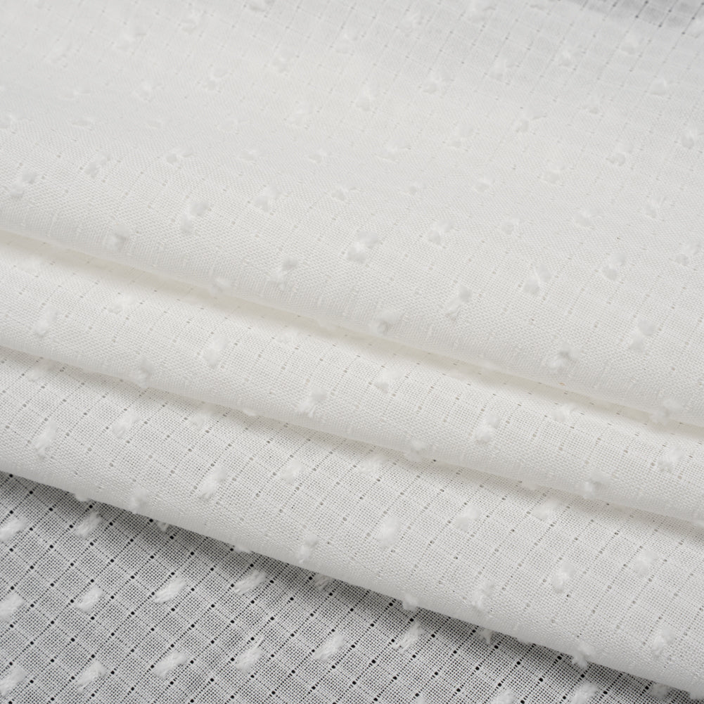 Swiss Dot Gridded Cotton Voile - Off White - Famous Australian Designer Deadstock