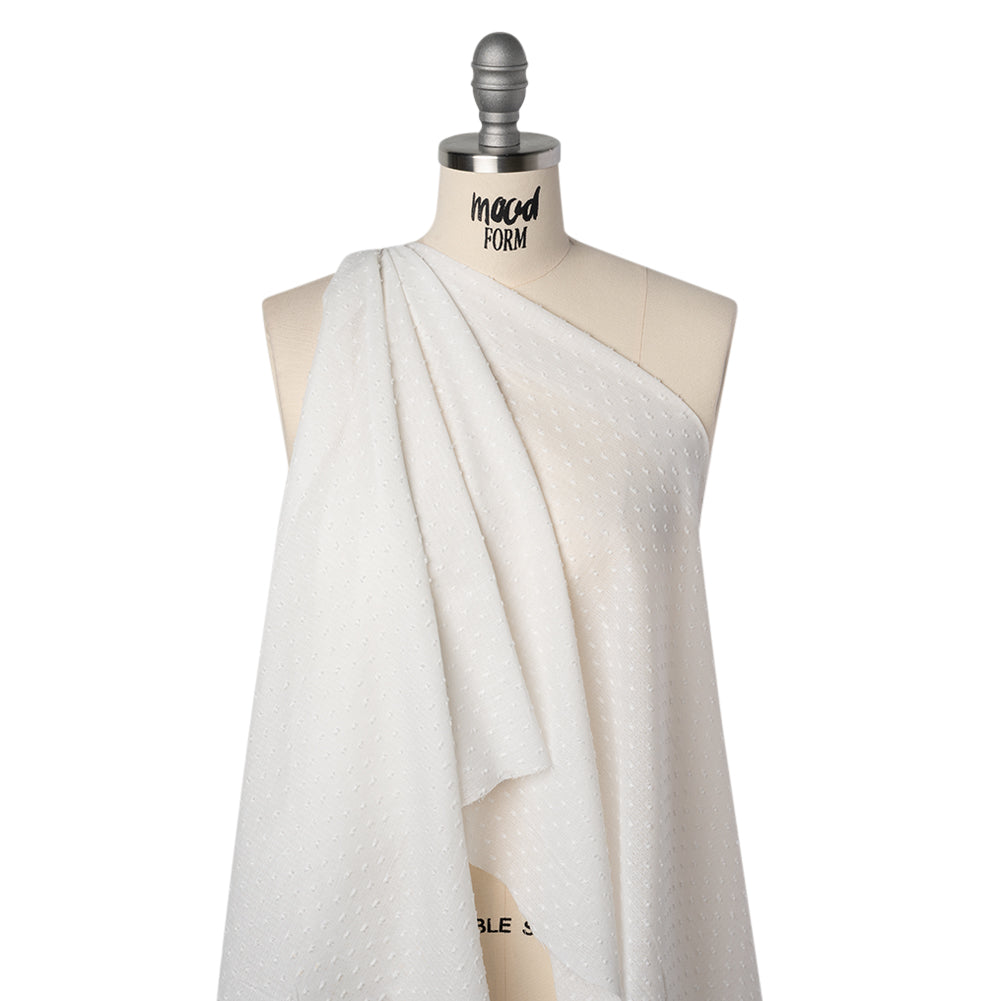 Swiss Dot Gridded Cotton Voile - Off White - Famous Australian Designer Deadstock
