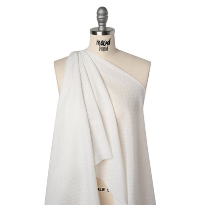 Swiss Dot Gridded Cotton Voile - Off White - Famous Australian Designer Deadstock