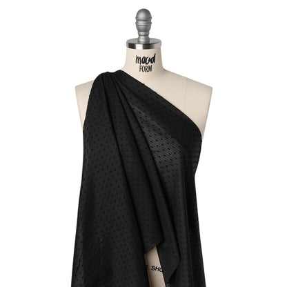 Swiss Dot Gridded Cotton Voile - Black - Famous Australian Designer Deadstock