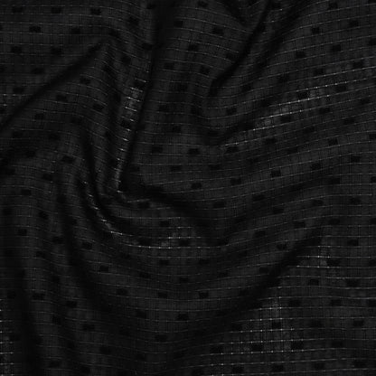 Swiss Dot Gridded Cotton Voile - Black - Famous Australian Designer Deadstock
