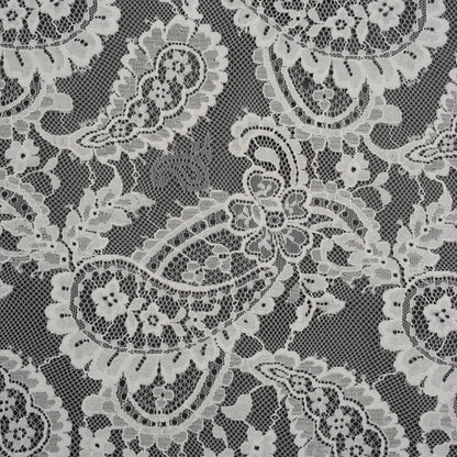 Cotton Blend Re-Embroidered Lace - Cream Floral Paisley - Famous Australian Designer Deadstock