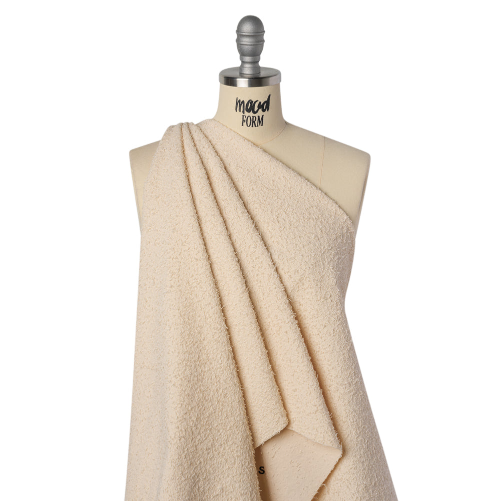 Stretch Cotton Blend Boucle - Cream Pink - Famous Australian Designer Deadstock