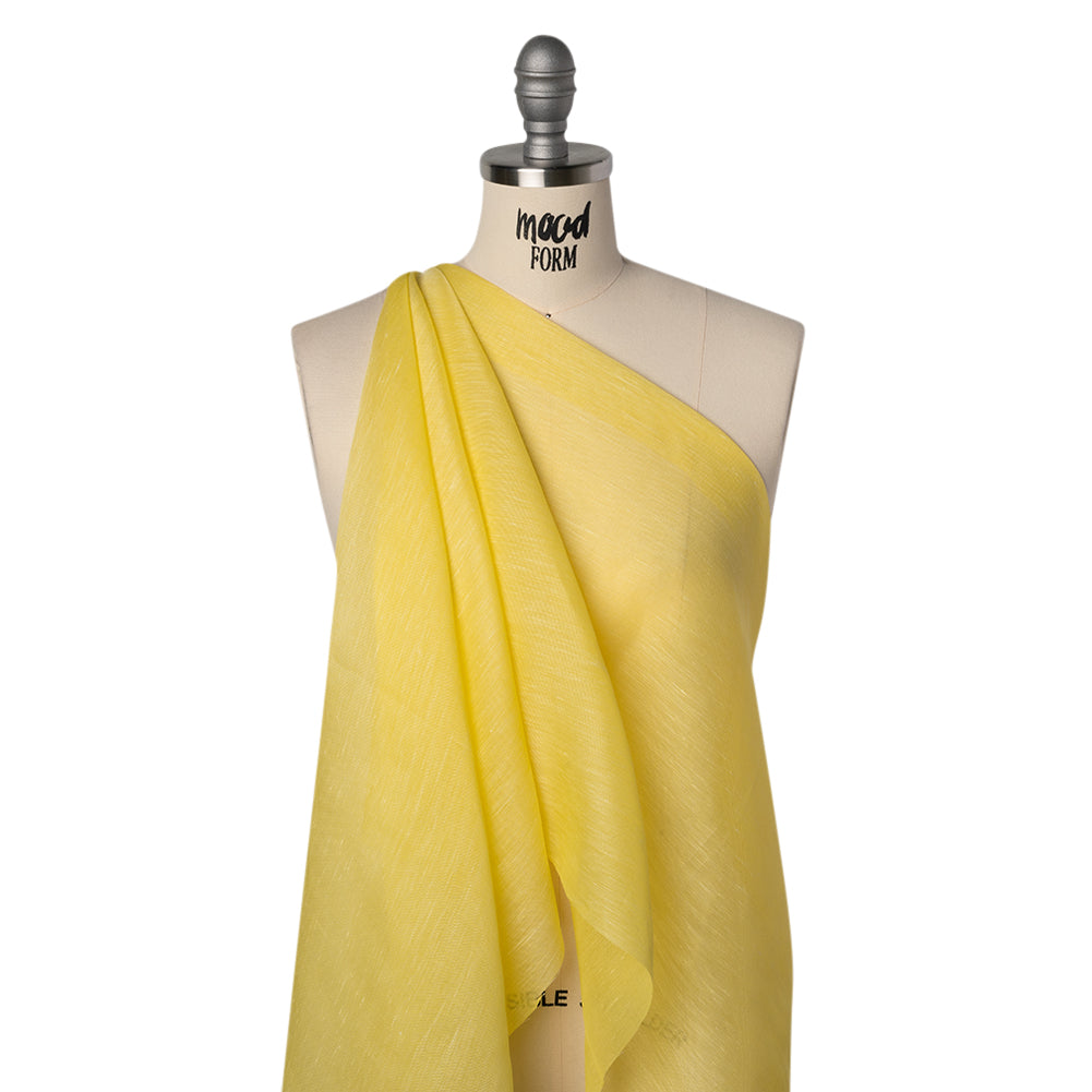 Linen and Silk Scrim - Bright Lemon - Famous Australian Designer Deadstock