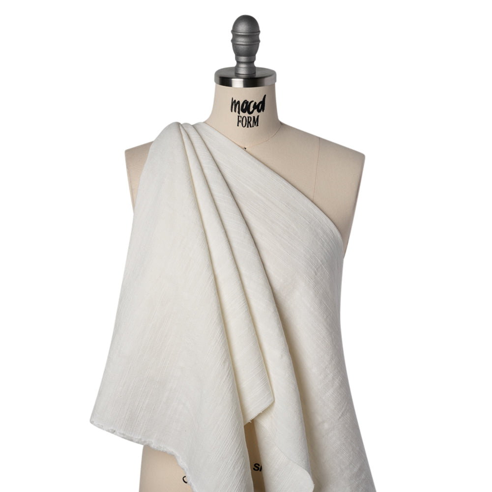 Slubbed Heavy Cotton and Linen Woven - Off White - Famous Australian Designer Deadstock