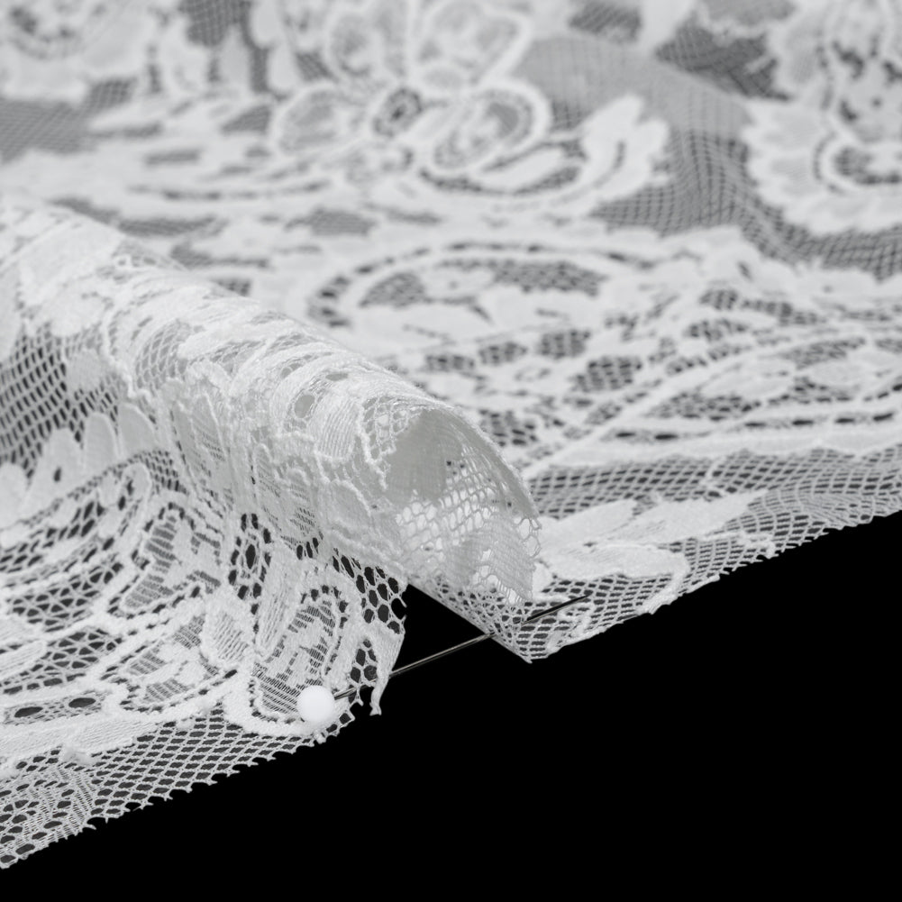 Cotton Blend Re-Embroidered Lace - Cloud Dancer Paisley and Floral - Famous Australian Designer Deadstock