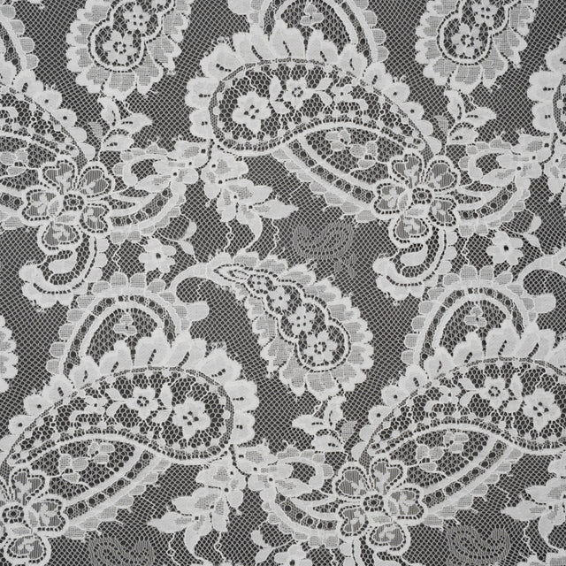 Cotton Blend Re-Embroidered Lace - Cloud Dancer Paisley and Floral - Famous Australian Designer Deadstock