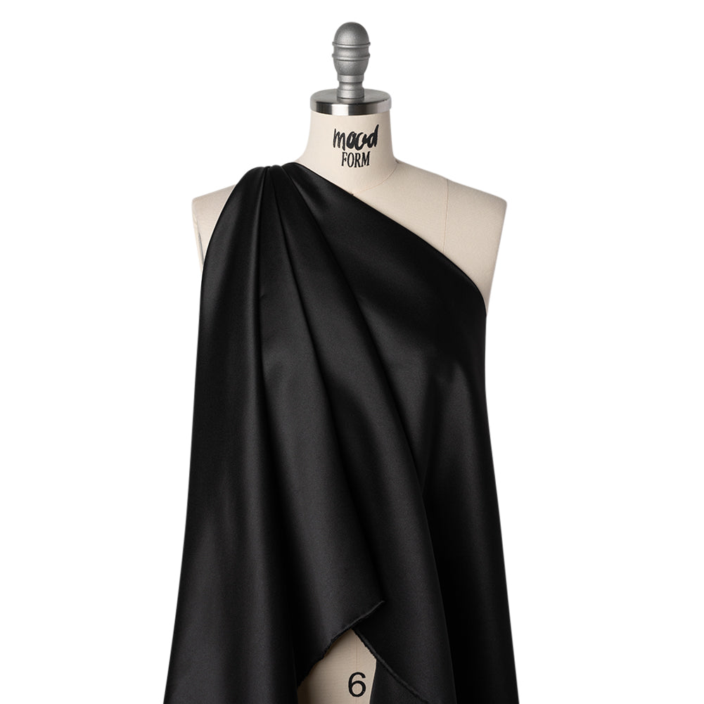 Polyester Satin - Black - Designer Deadstock