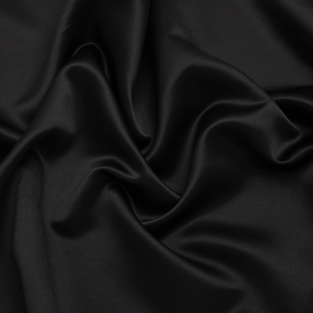 Polyester Satin - Black - Designer Deadstock