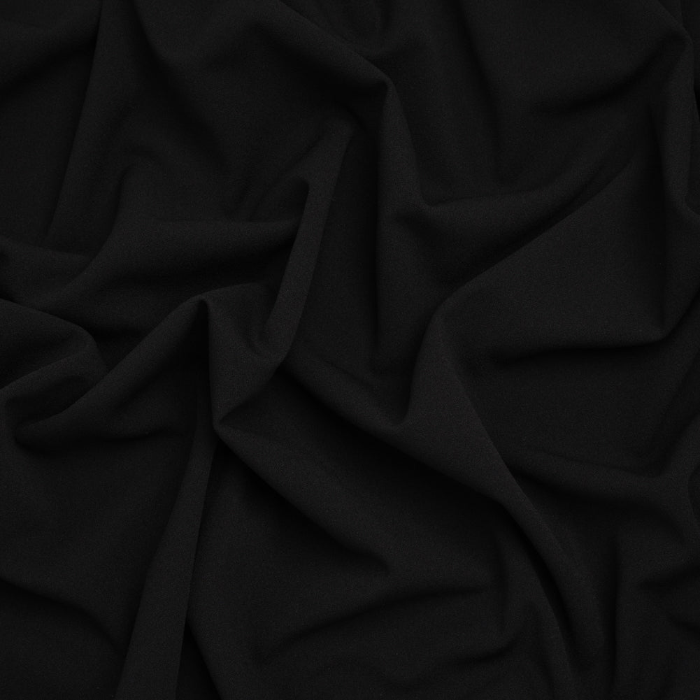 Stretch Polyester Crepe Double Knit - Limo Black - Designer Deadstock